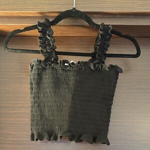 Reformation Black Ruffled Top